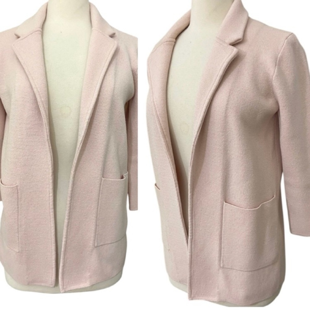 J. Crew Sophie Classic Pink Open-Front Sweater Blazer $138 Wool Blend